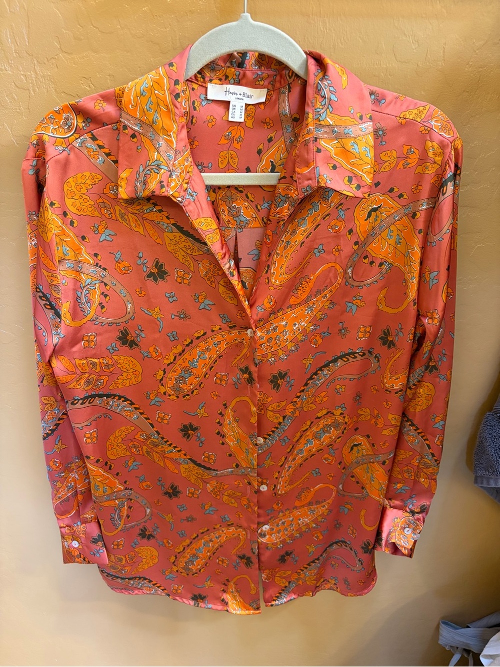 Haver and Blair Vintage Coral Paisley Button-Front Blouse